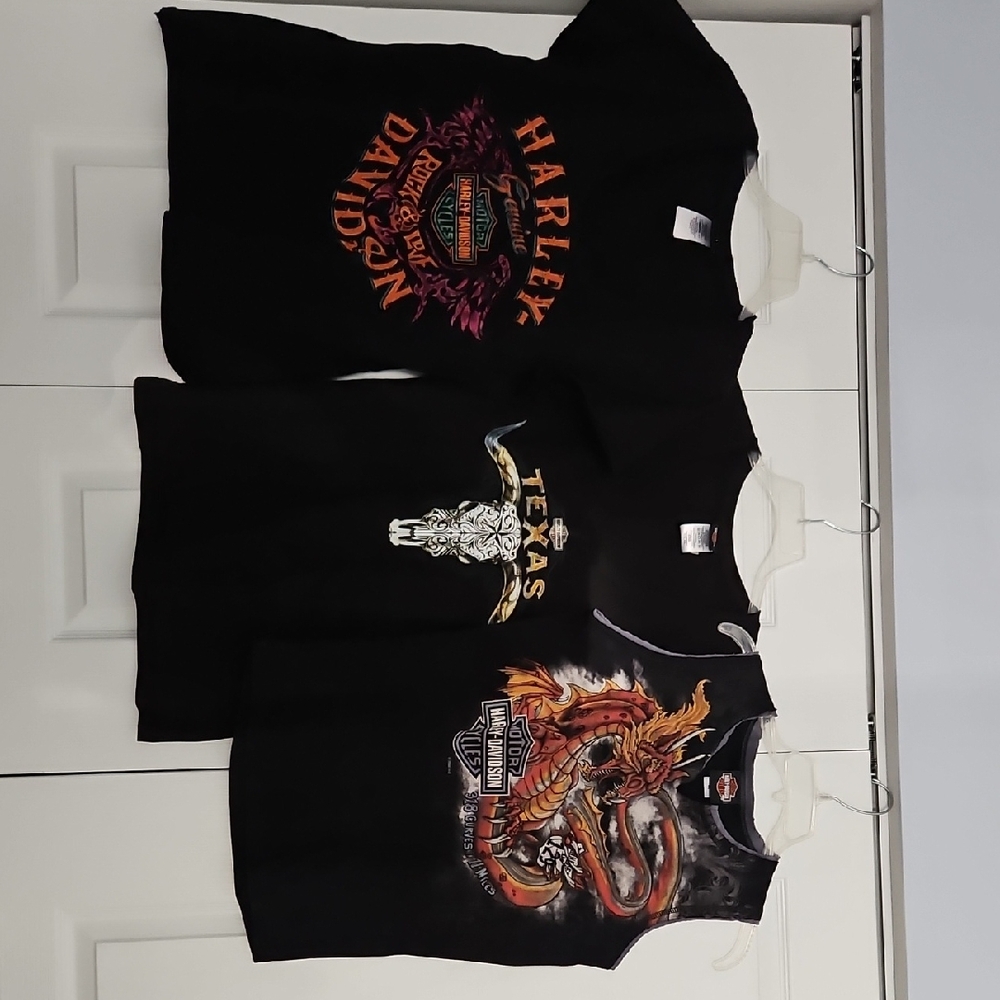 Harley-Davidson Black and Orange Graphic Tees